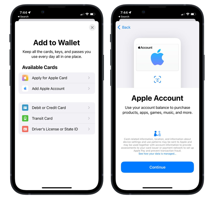 洪泽苹果手机维修分享iOS 15.5钱包App如何添加 Apple 账户 